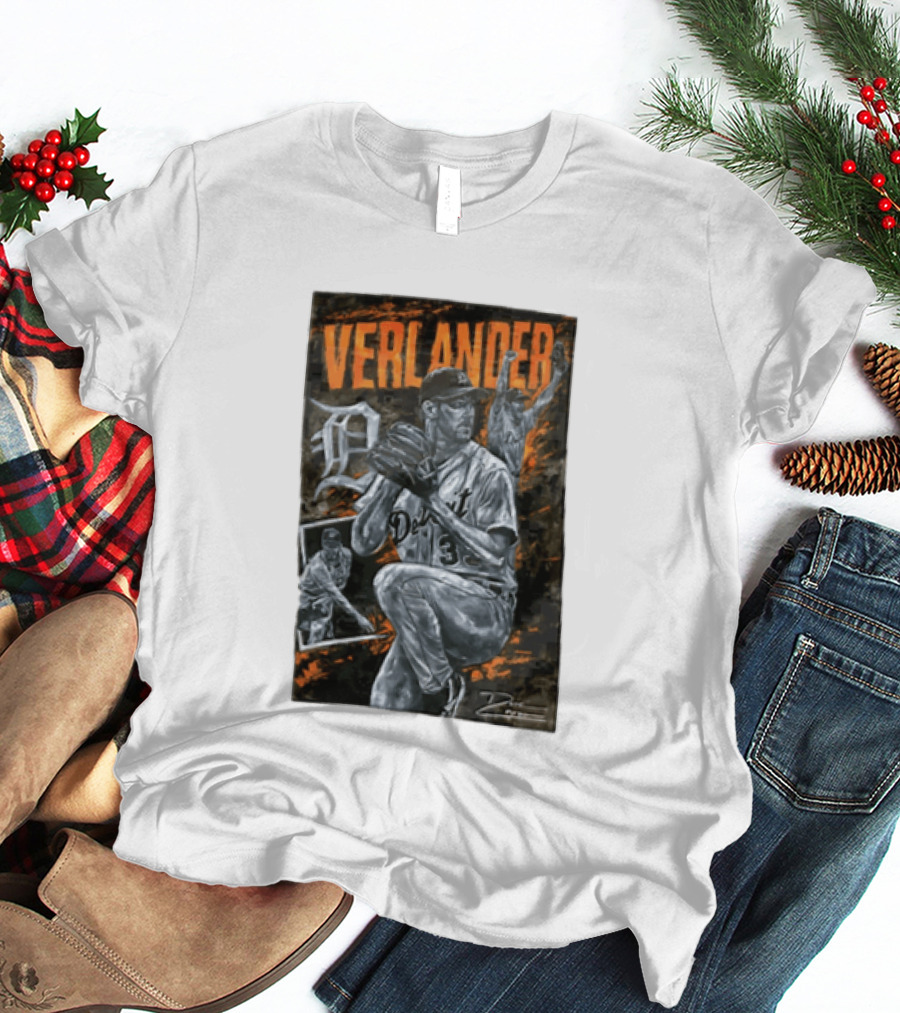 Verlander Detroit Tigers MLB Pitcher 35 Baseball T-Shirt