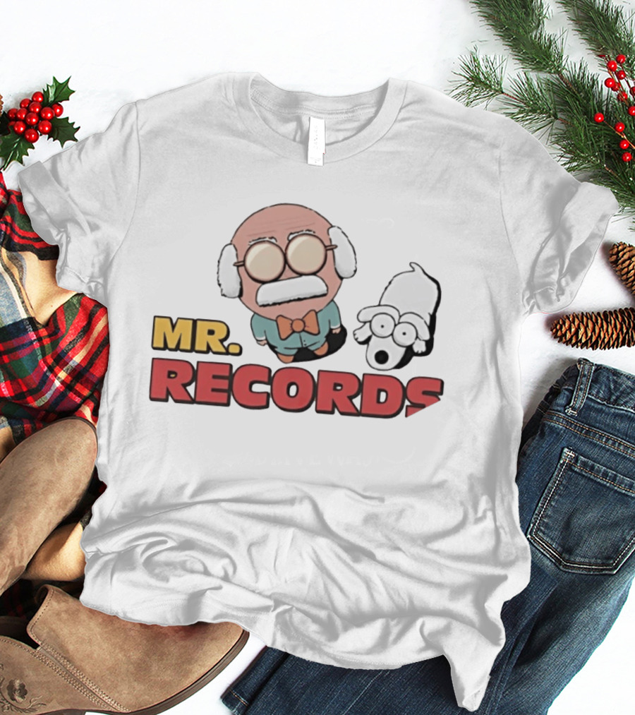 MR. RECORDS Cartoon Style Grandpa And Dog Duo T-Shirt