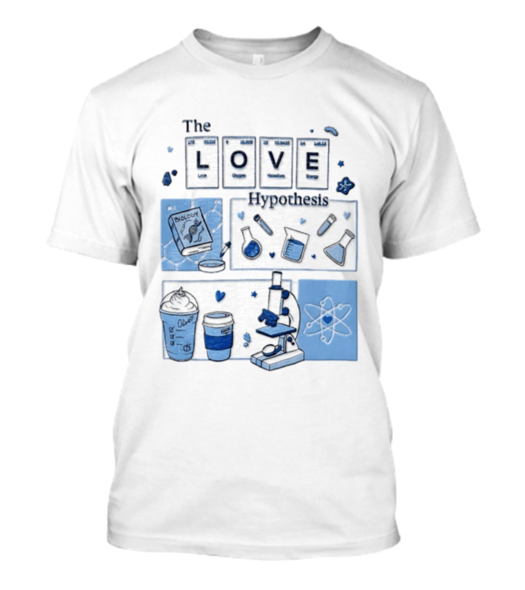 The Love Hypothesis Periodic Table Science Equipment Microscope Biology Book Chemistry T-Shirt