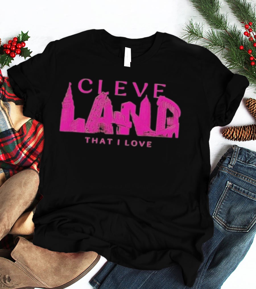 Cleveland Landmarks That I Love Pink Skyline T-Shirt
