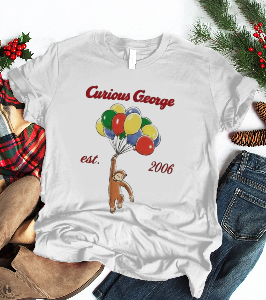 Curious George Est 2006 Balloons Vintage Style Retro Fun T-Shirt