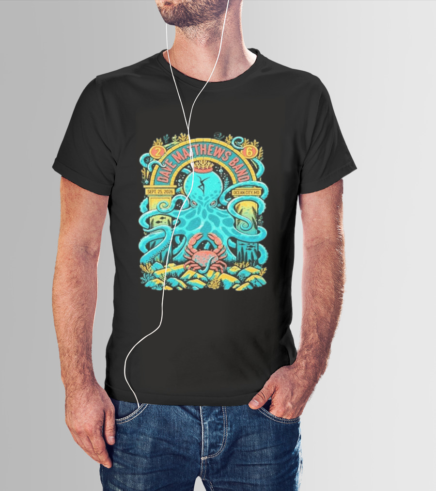 Dave Matthews Band Sept 25 2026 Ocean City Maryland Festival Ocean Crab Octopus T-Shirt