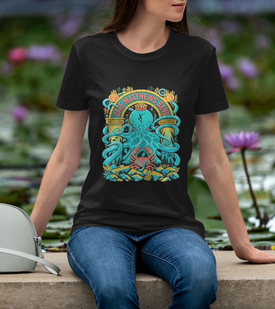 Dave Matthews Band Sept 25 2026 Ocean City Maryland Festival Ocean Crab Octopus T-Shirt