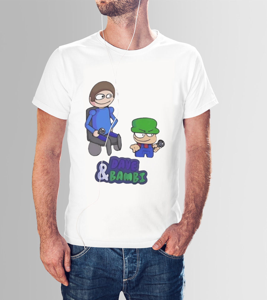 Friday Night Funkin Dave And Bambi Characters With Microphones T-Shirt