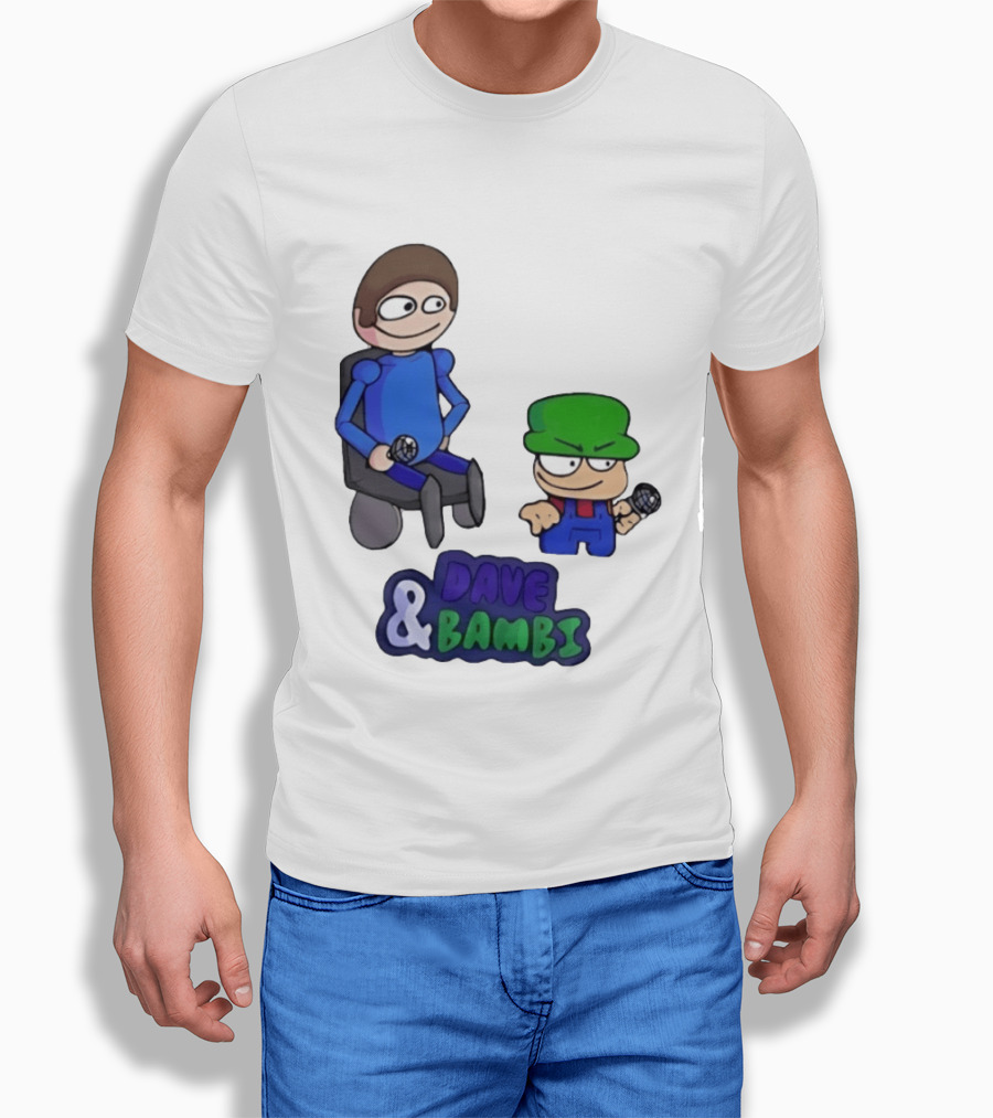 Friday Night Funkin Dave And Bambi Characters With Microphones T-Shirt