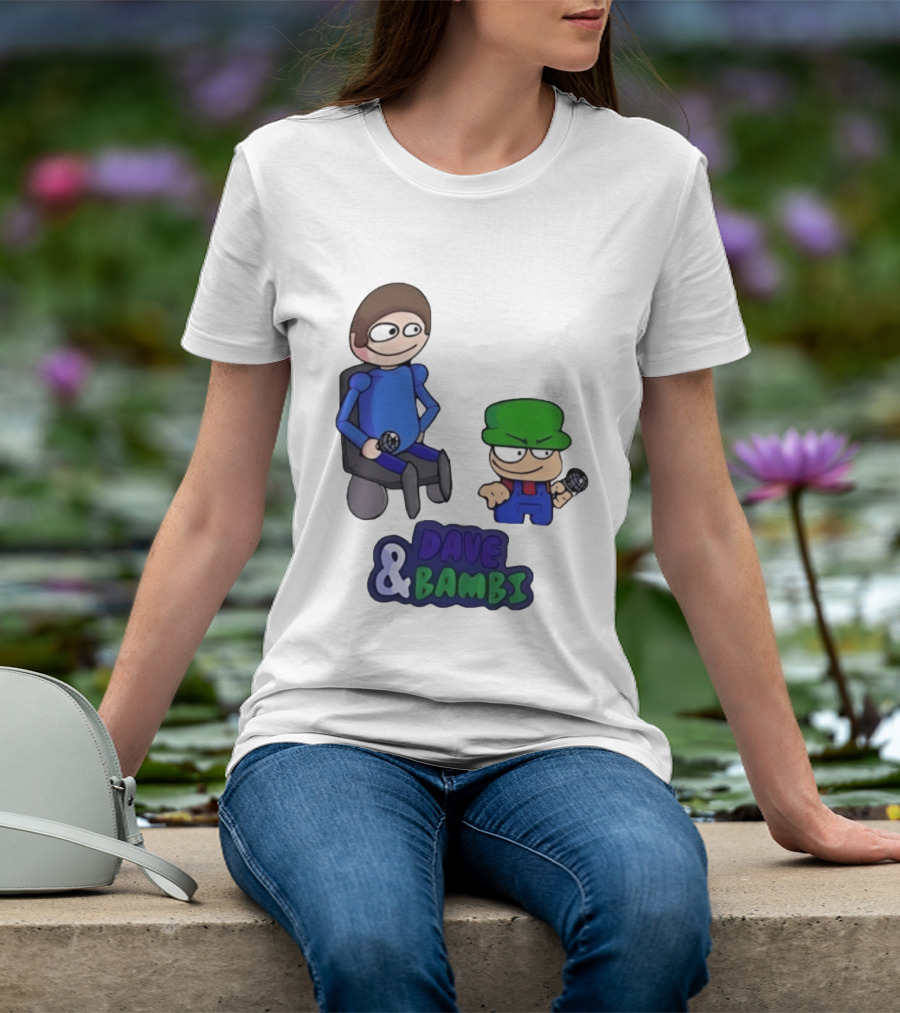Friday Night Funkin Dave And Bambi Characters With Microphones T-Shirt