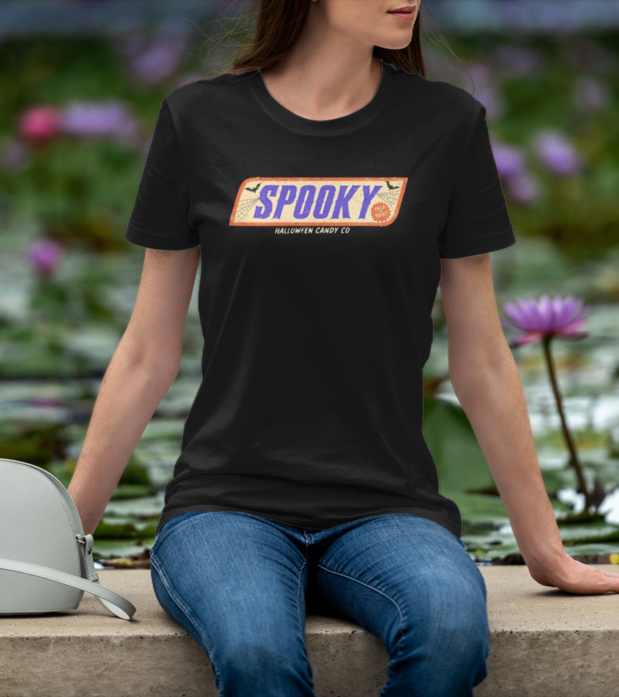 Spooky Halloween Candy Co Trick Or Treat Distressed Bats Cobwebs T-Shirt