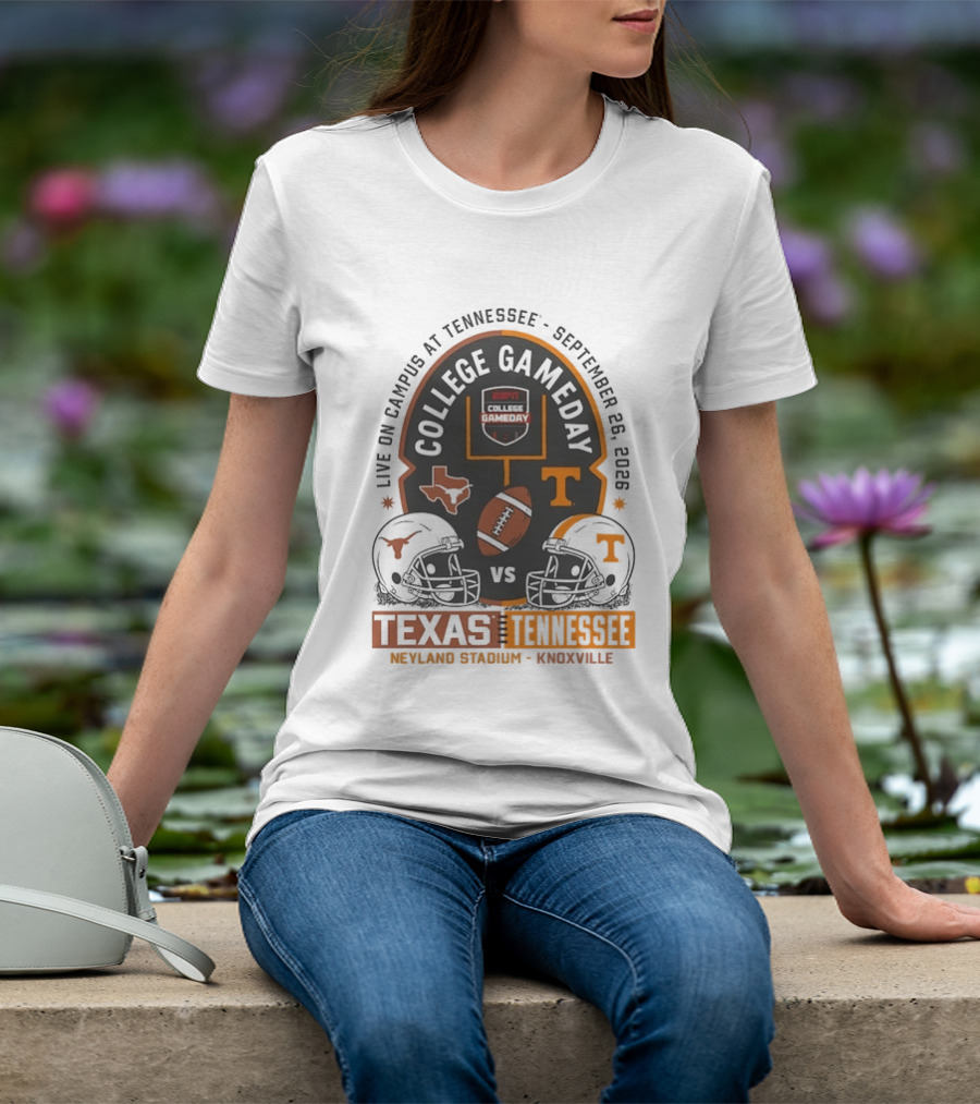 Live On Campus ESPN College GameDay Texas Vs Tennessee Neyland Stadium September 26 2026 T-Shirt