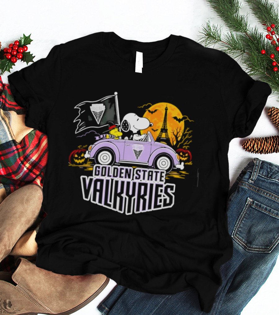 Golden State Valkyries Snoopy Woodstock Halloween Ride T-Shirt