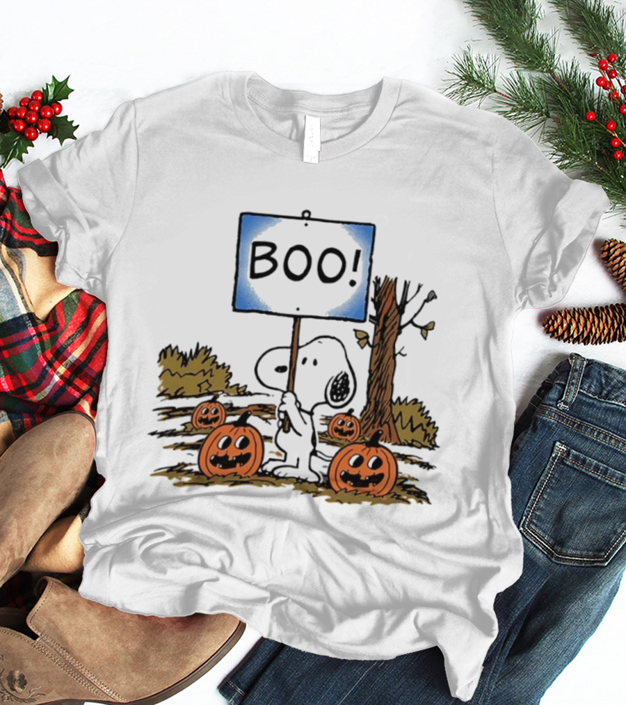 Snoopy Boo Sign Peanuts Halloween Pumpkins T-Shirt