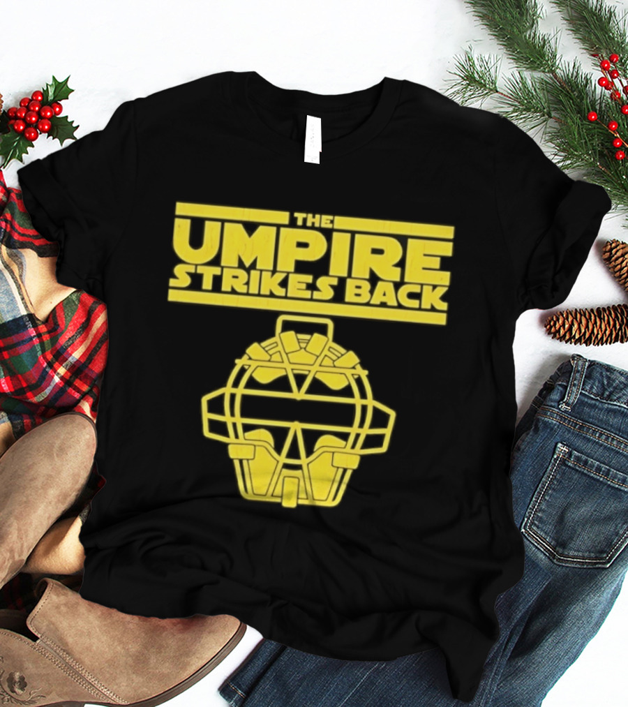The Umpire Strikes Back Baseball Umpire Mask Retro Yellow T-Shirt