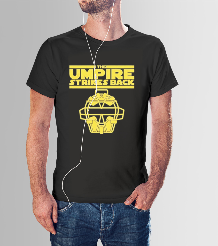 The Umpire Strikes Back Baseball Umpire Mask Retro Yellow T-Shirt