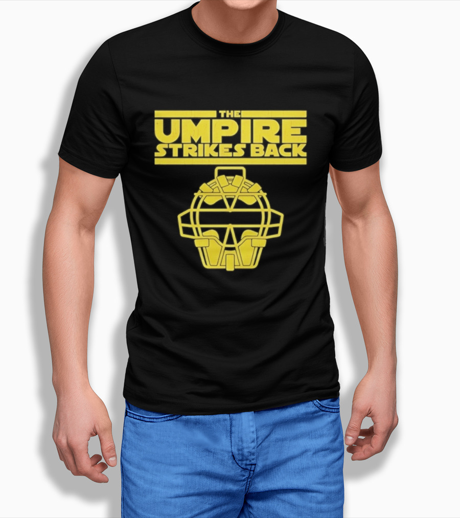The Umpire Strikes Back Baseball Umpire Mask Retro Yellow T-Shirt