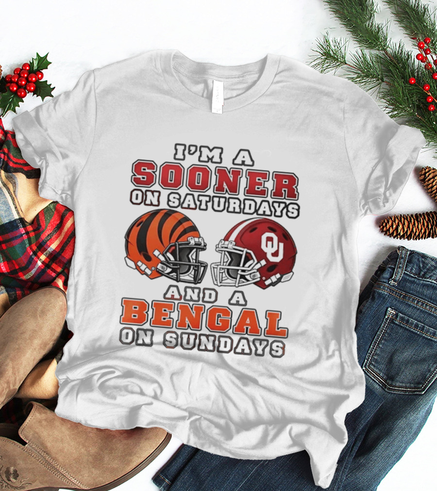 I'm A Sooner On Saturdays And A Bengal On Sundays Sports Fan Gear T-Shirt