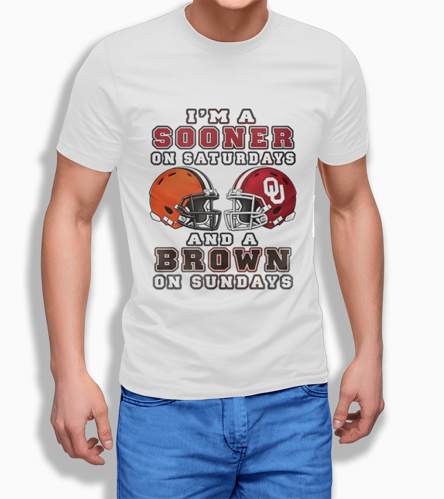 I'm A Sooner On Saturdays And A Brown On Sundays Football Helmets T-Shirt
