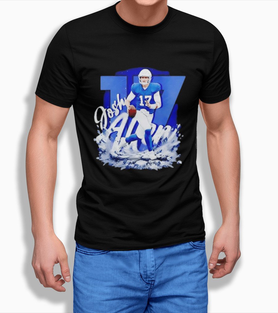 Josh Allen 17 Buffalo Bills Quarterback Snow Wave T-Shirt