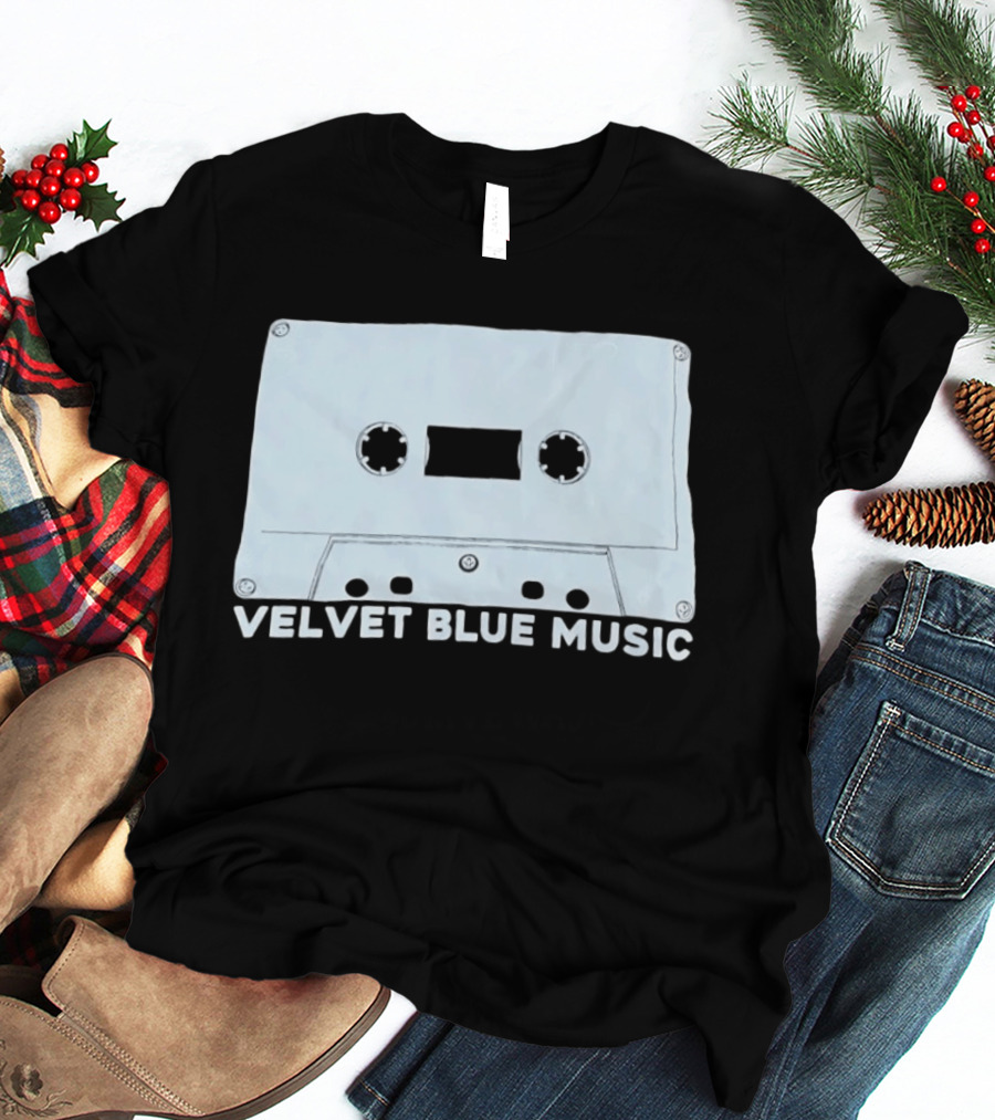Velvet Blue Music Cassette Tape Indie Record Label Retro Aesthetic T-Shirt