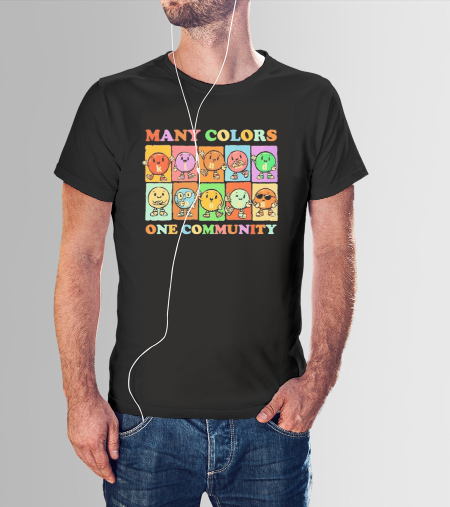 Many Colors Kindness One Community Cartoon Characters T-Shirt