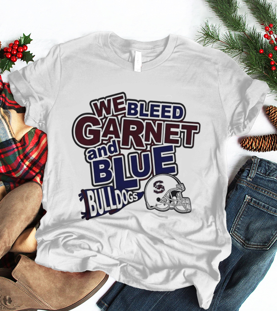 We Bleed Garnet And Blue Bulldogs South Carolina State Football T-Shirt