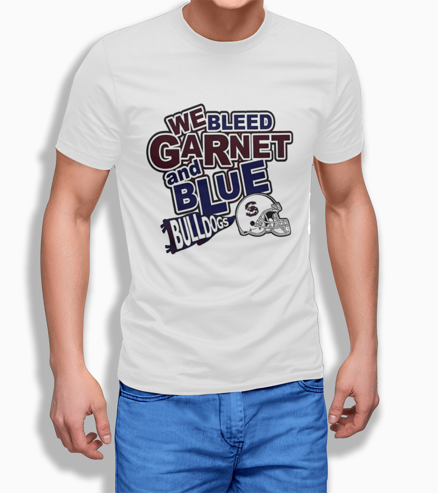 We Bleed Garnet And Blue Bulldogs South Carolina State Football T-Shirt