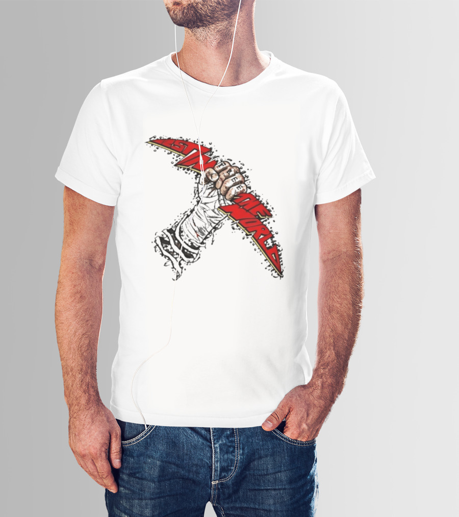 MMA Fighter Fist Power Justin The World Red And Black T-Shirt