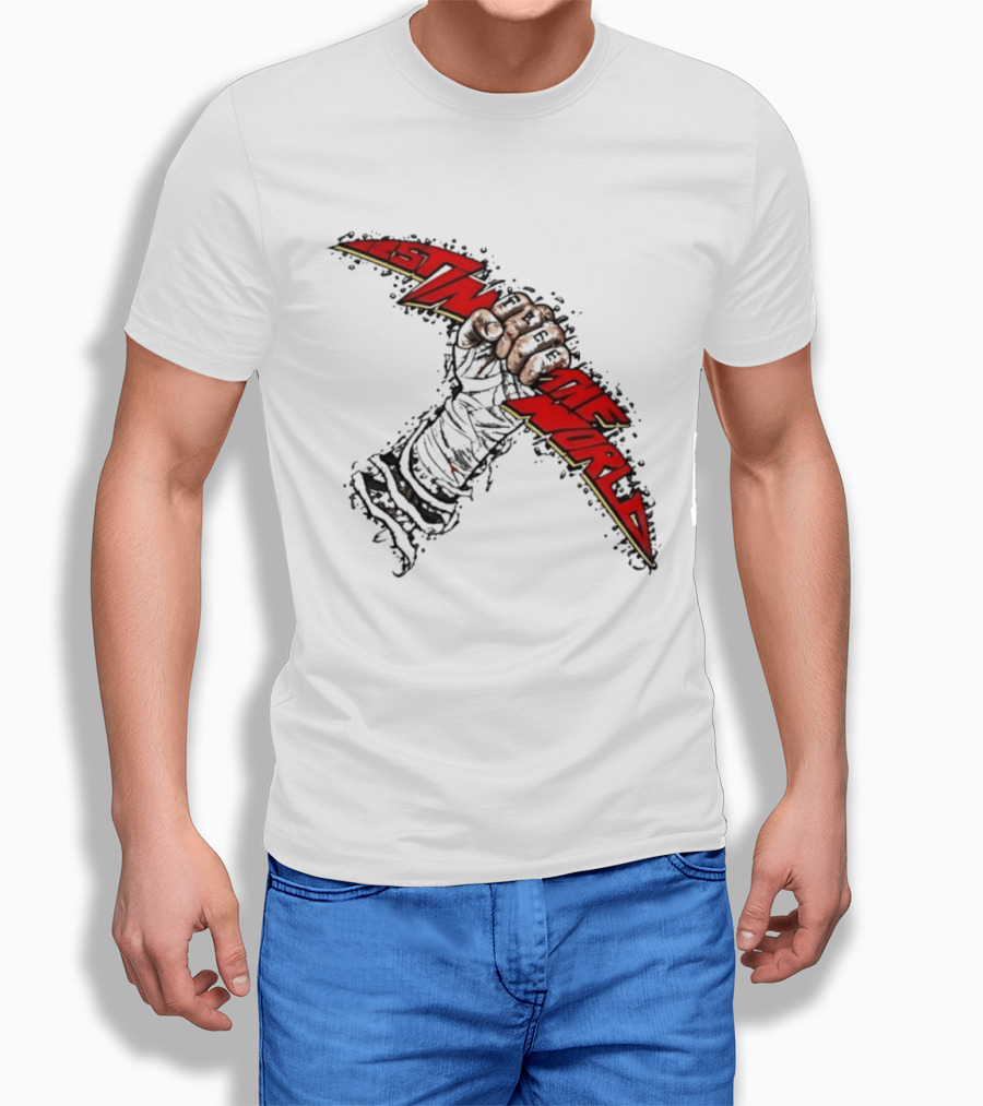 MMA Fighter Fist Power Justin The World Red And Black T-Shirt