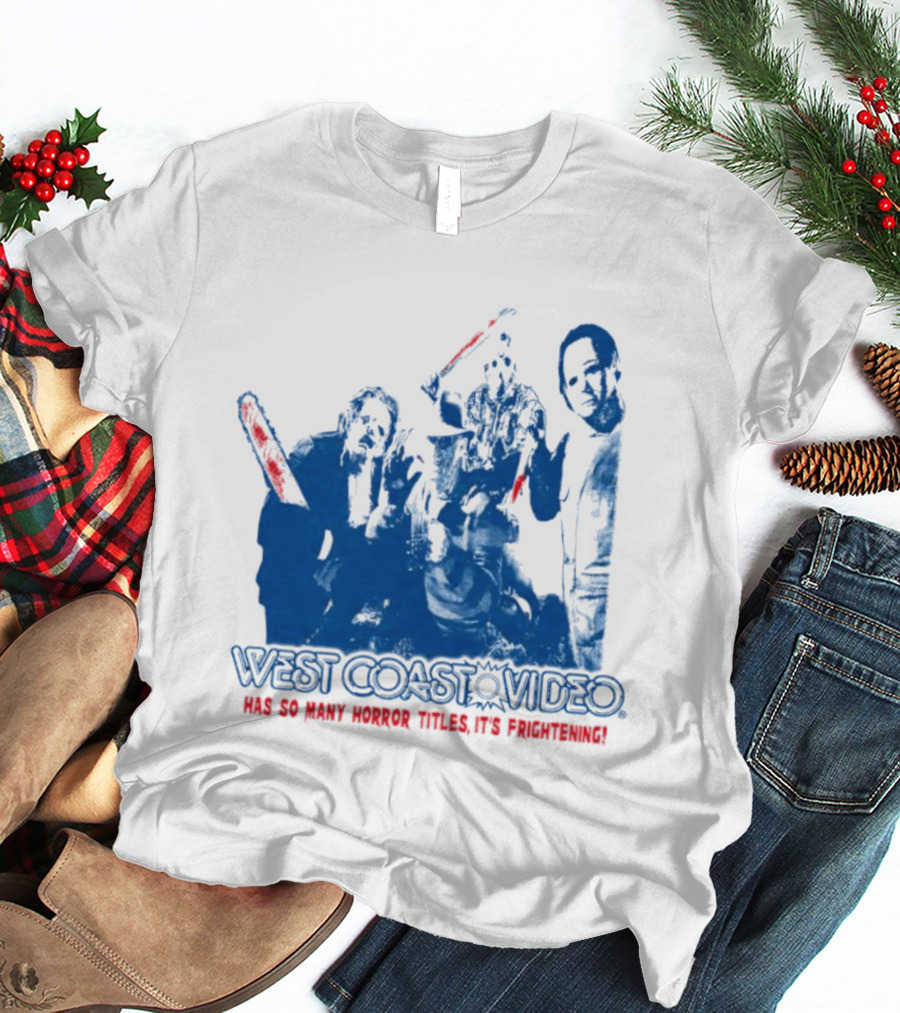 West Coast Video Horror It's Frightening Slasher Movie Halloween T-Shirt