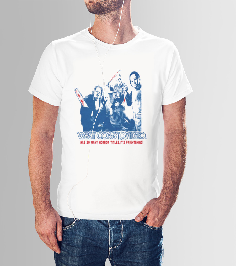 West Coast Video Horror It's Frightening Slasher Movie Halloween T-Shirt