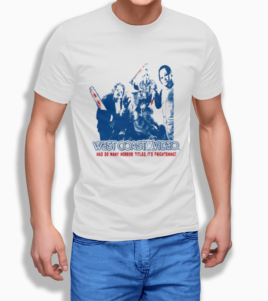 West Coast Video Horror It's Frightening Slasher Movie Halloween T-Shirt