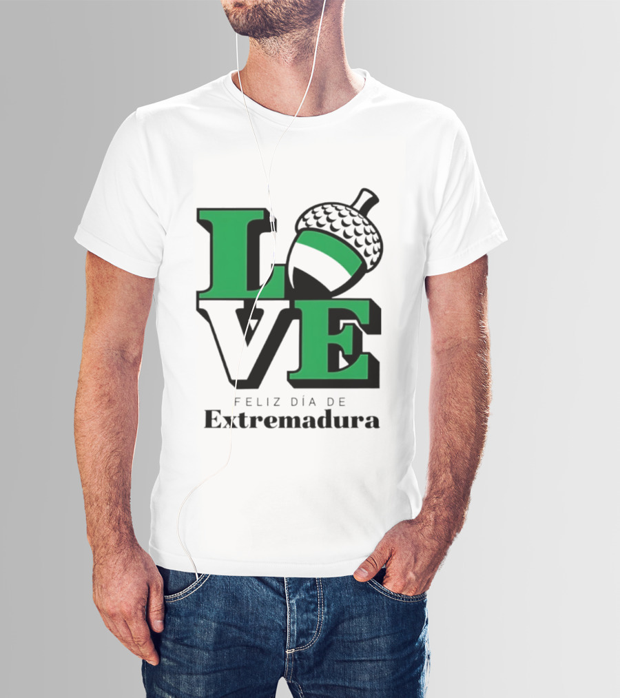 Love Feliz Día De Extremadura Acorn Icon Spain Celebration T-Shirt