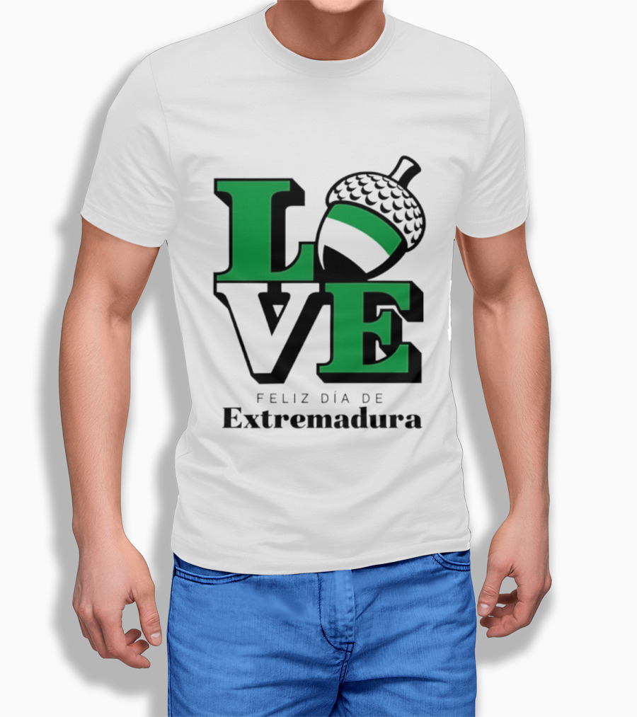 Love Feliz Día De Extremadura Acorn Icon Spain Celebration T-Shirt