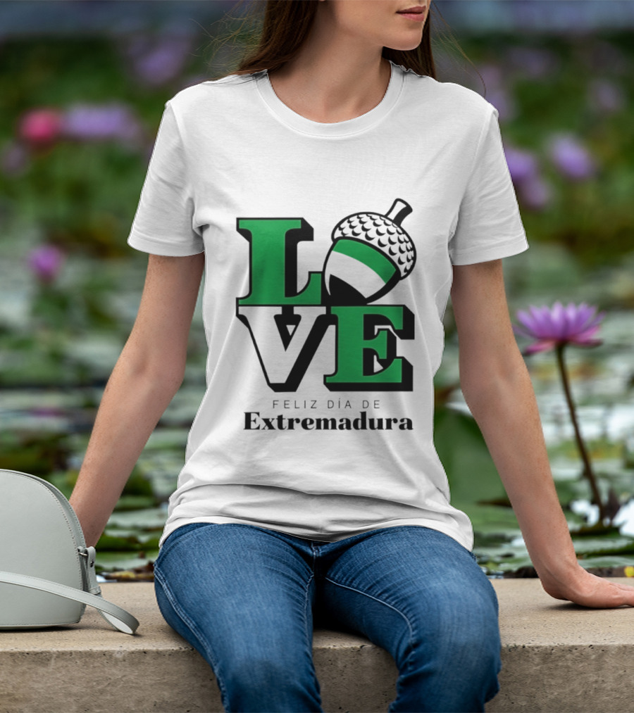 Love Feliz Día De Extremadura Acorn Icon Spain Celebration T-Shirt