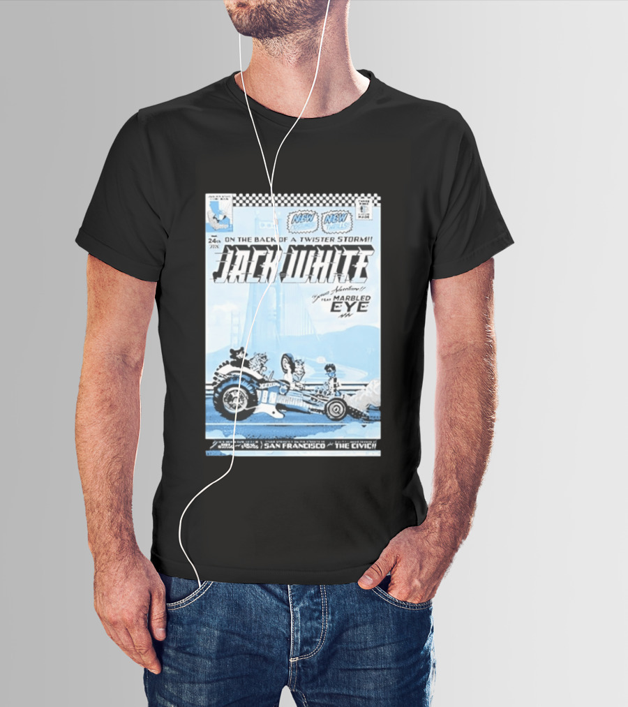 Jack White Twister Storm SF Comic Book Adventure Featuring Marbled Eye San Francisco The Civic T-Shirt