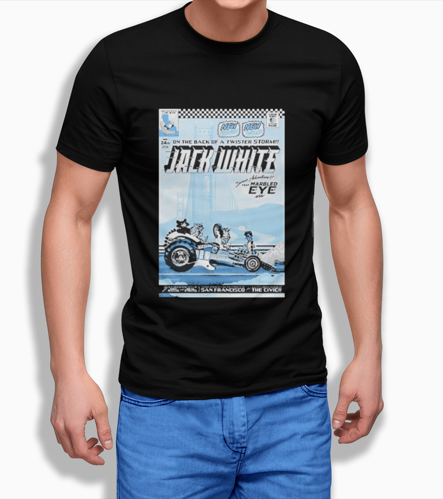 Jack White Twister Storm SF Comic Book Adventure Featuring Marbled Eye San Francisco The Civic T-Shirt