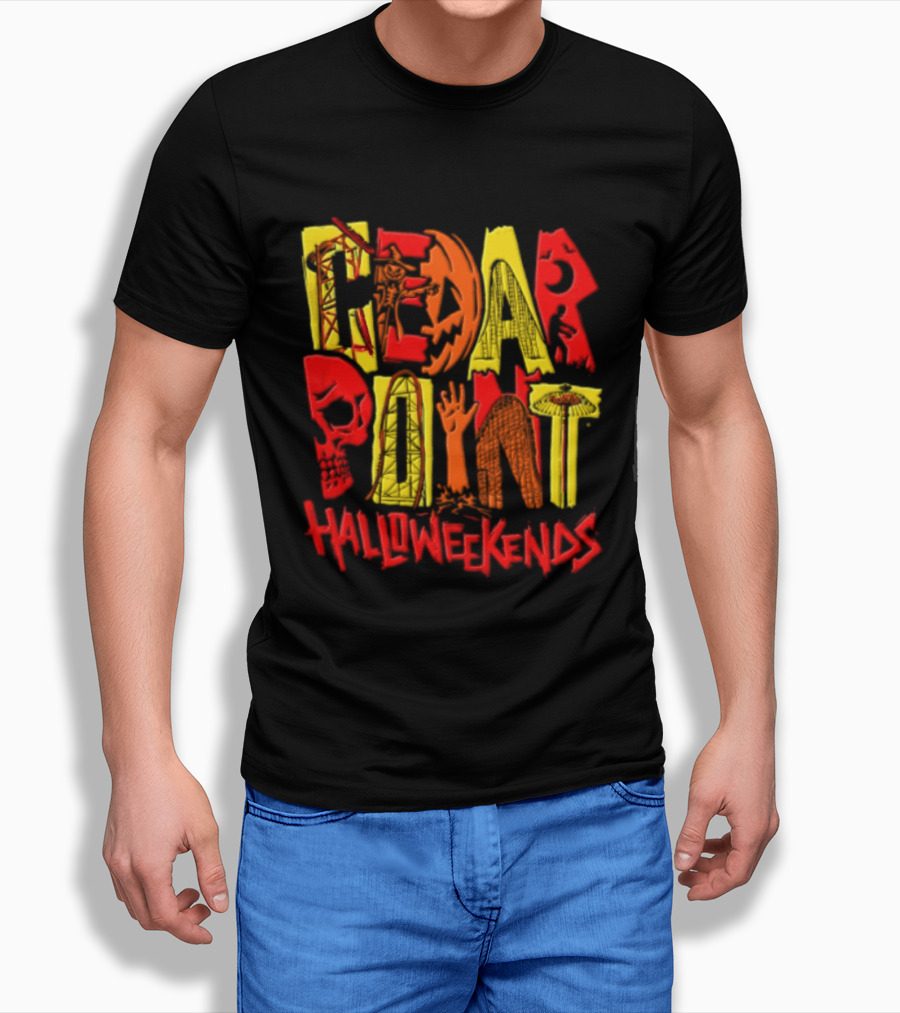 Cedar Point Halloweekends Roller S Scarecrow Skull Zombie Halloween Event T-Shirt