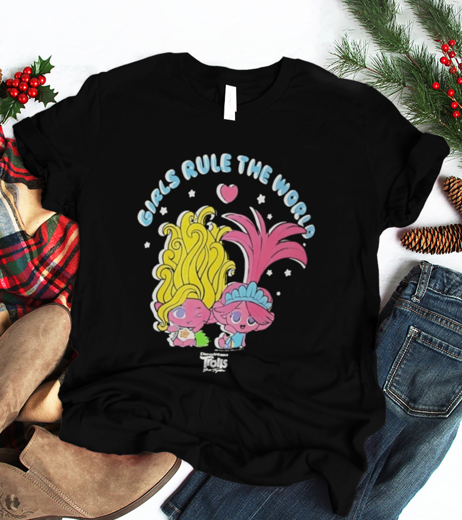 DreamWorks Trolls Band Together Girls Rule The World Bright Colorful T-Shirt