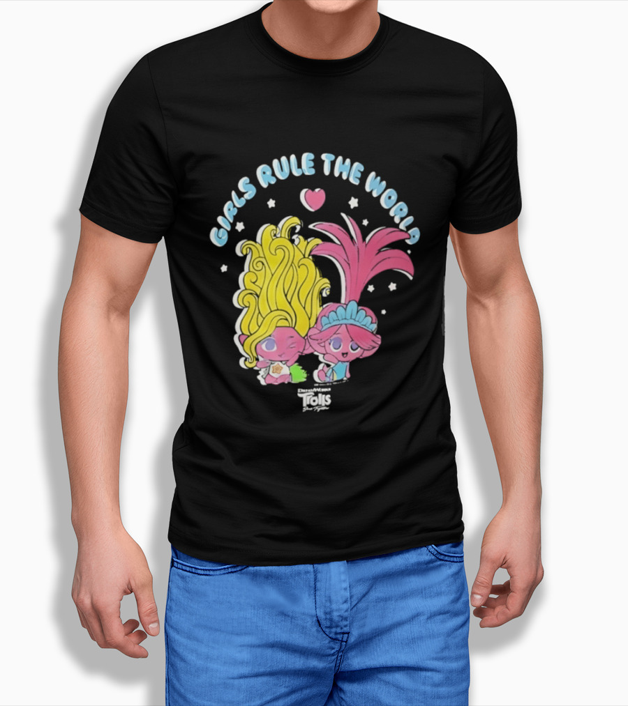 DreamWorks Trolls Band Together Girls Rule The World Bright Colorful T-Shirt