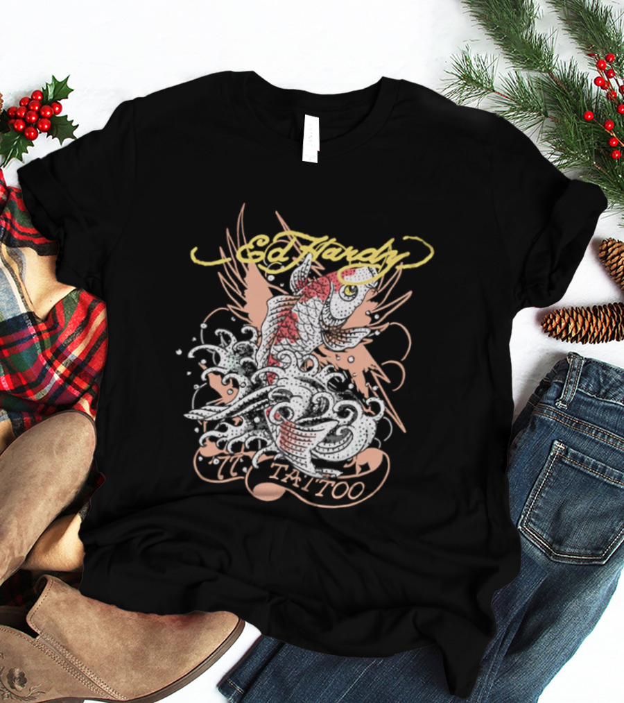Ed Hardy 77 Tattoo Koi Fish Y2K Fashion T-Shirt