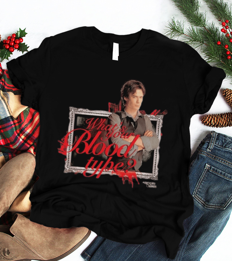 The Vampire Diaries Damon Salvatore What's Your Blood Type Framed T-Shirt
