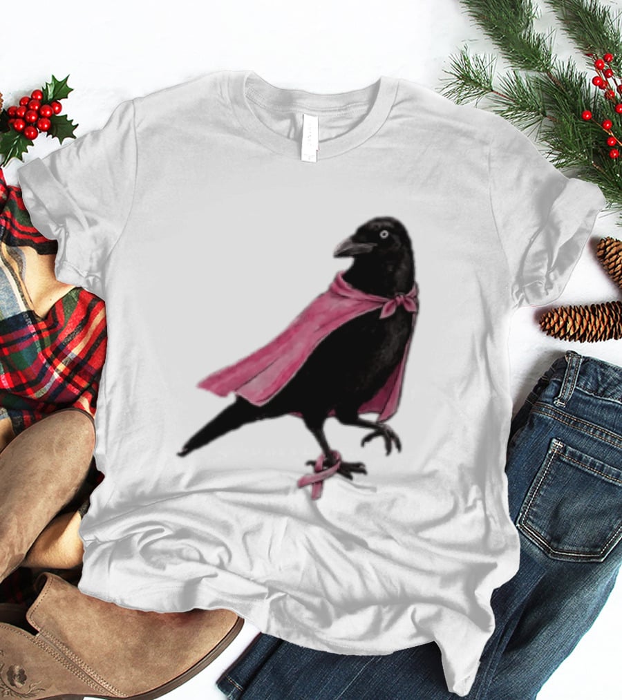 Breast Cancer Awareness Month Pink Ribbon Crow We Wear Pink In October T-Shirt