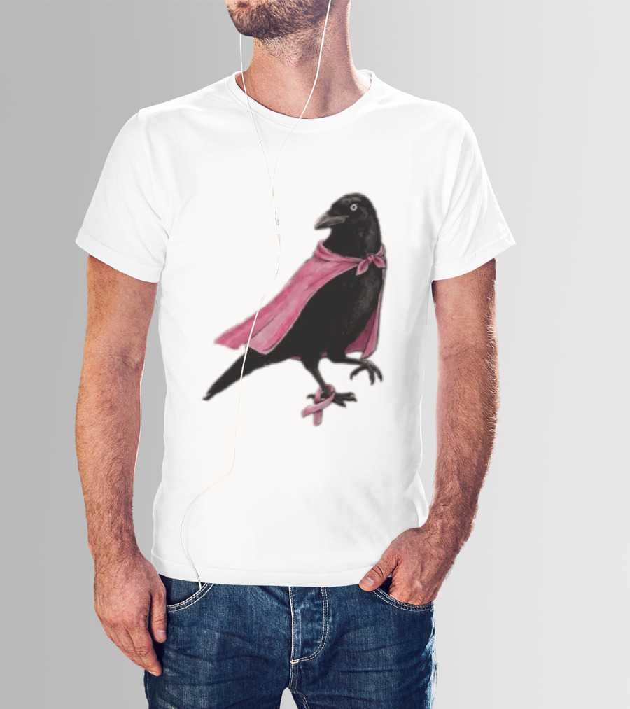 Breast Cancer Awareness Month Pink Ribbon Crow We Wear Pink In October T-Shirt