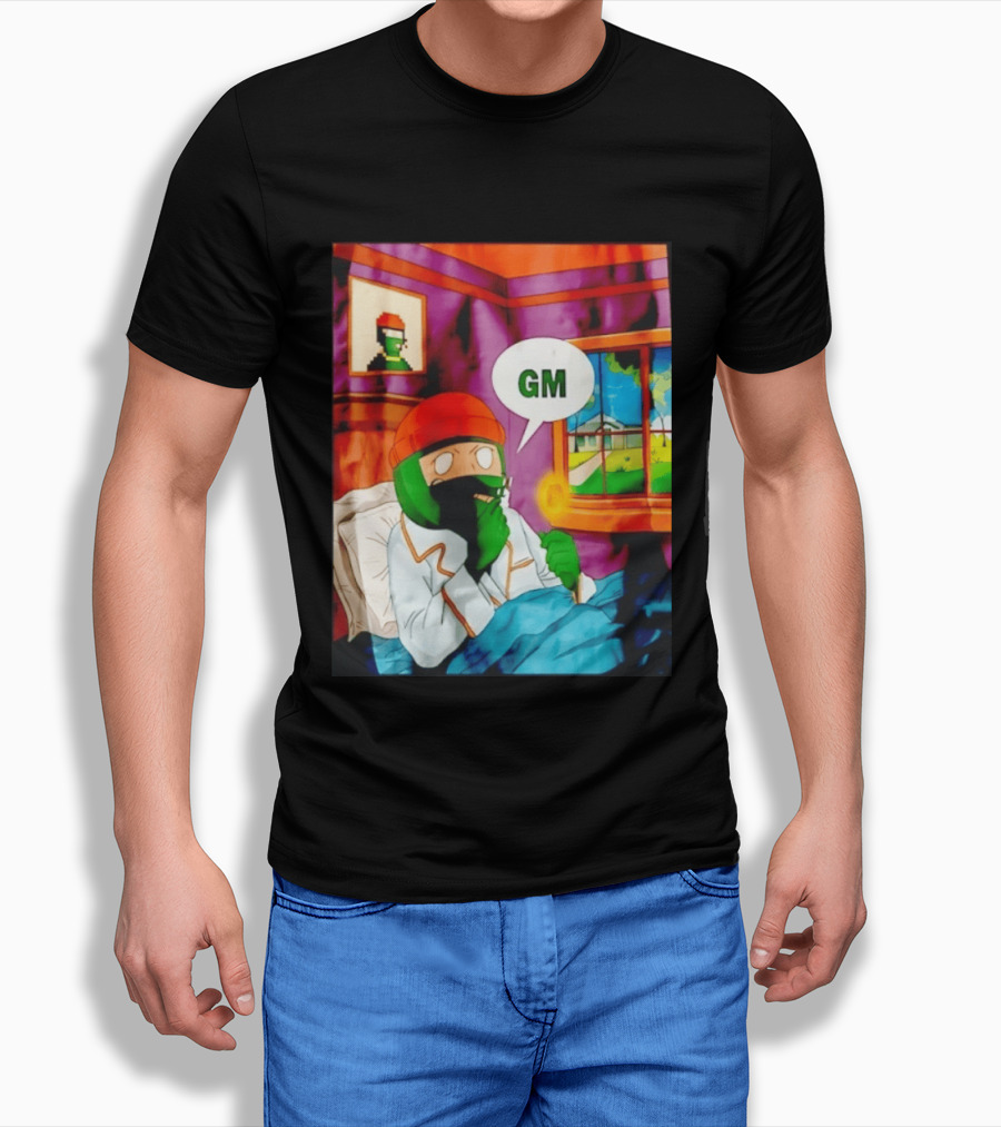 GM Crypto Morning Pepe Bitcoin Meme Blockchain T-Shirt
