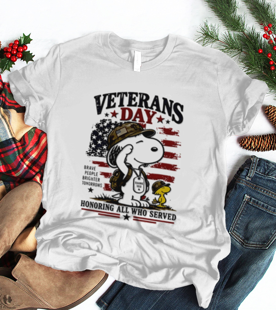 Snoopy Woodstock Veterans Day Some Gave All Peanuts Always Remember T-Shirt