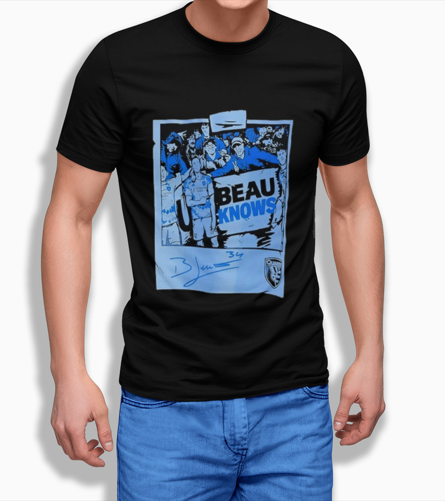 Beau Knows San Jose Earthquakes Soccer Fan Art Blue Signature T-Shirt