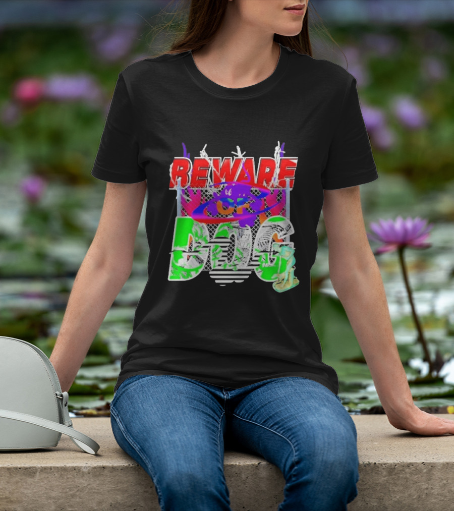 Beware Of Dog Streetwear Urban Graffiti Chain Link Fence T-Shirt