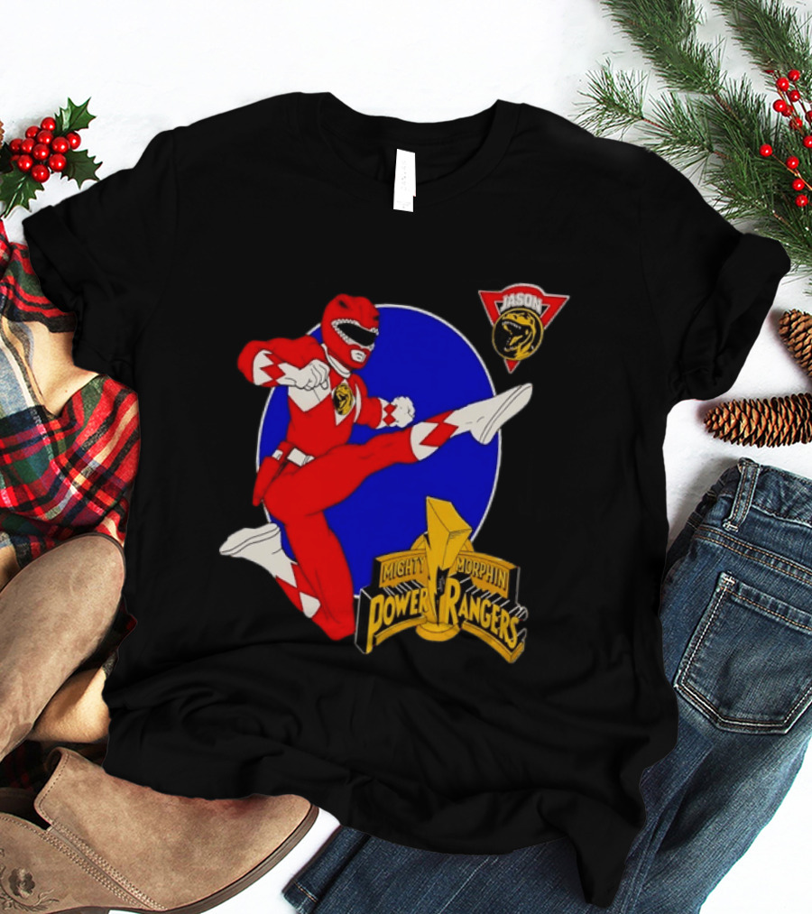 Jason Red Ranger Mighty Morphin Power Rangers Iconic Kick Pose Lion T-Shirt