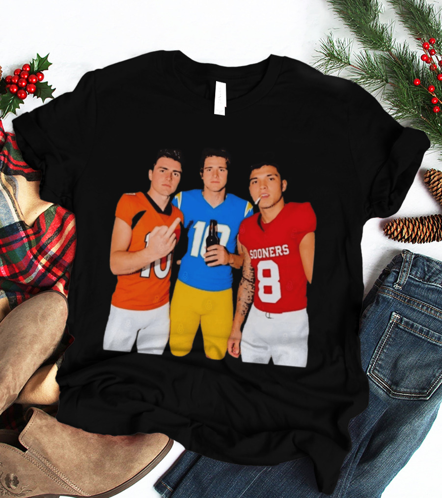 Bo Nix Justin Herbert Dillon Gabriel Football Players Gesture And Cigarette T-Shirt