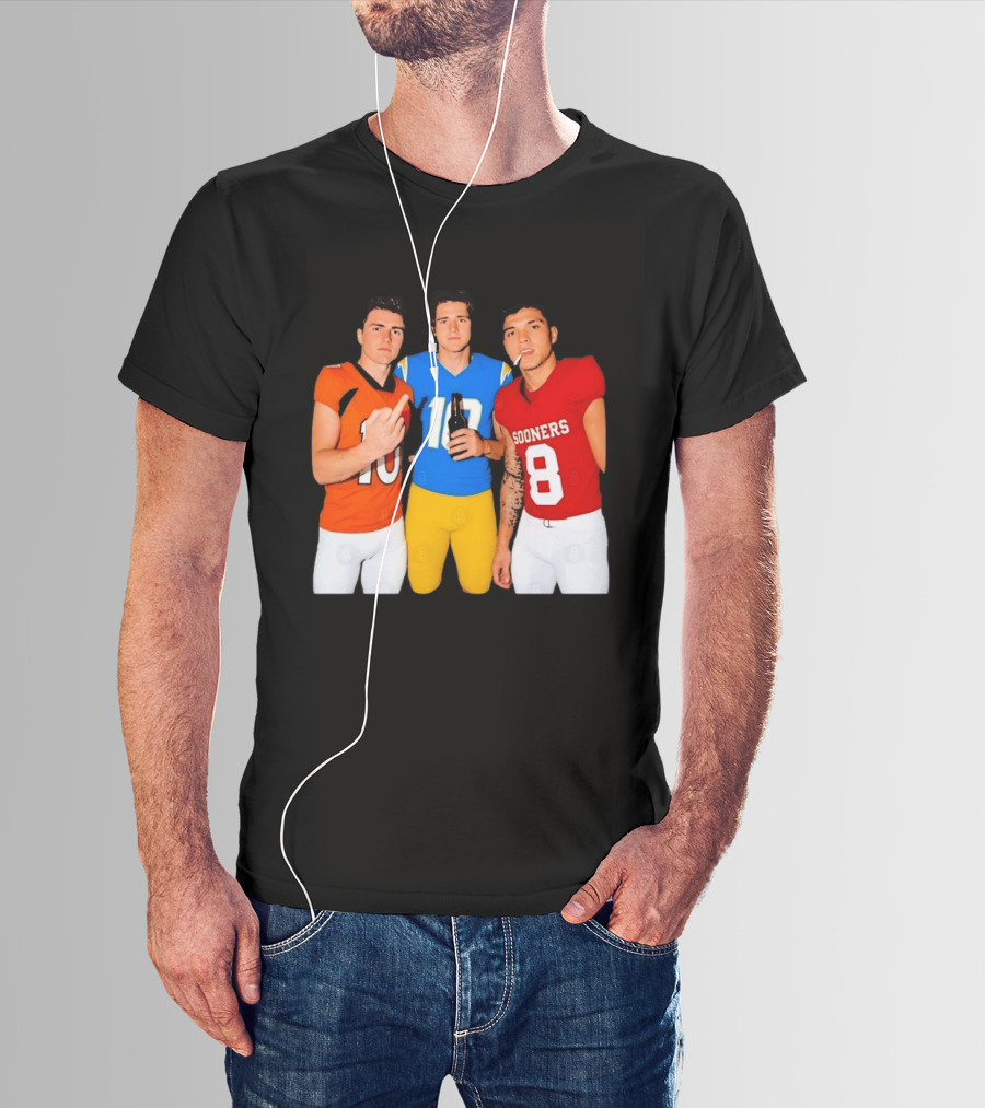 Bo Nix Justin Herbert Dillon Gabriel Football Players Gesture And Cigarette T-Shirt