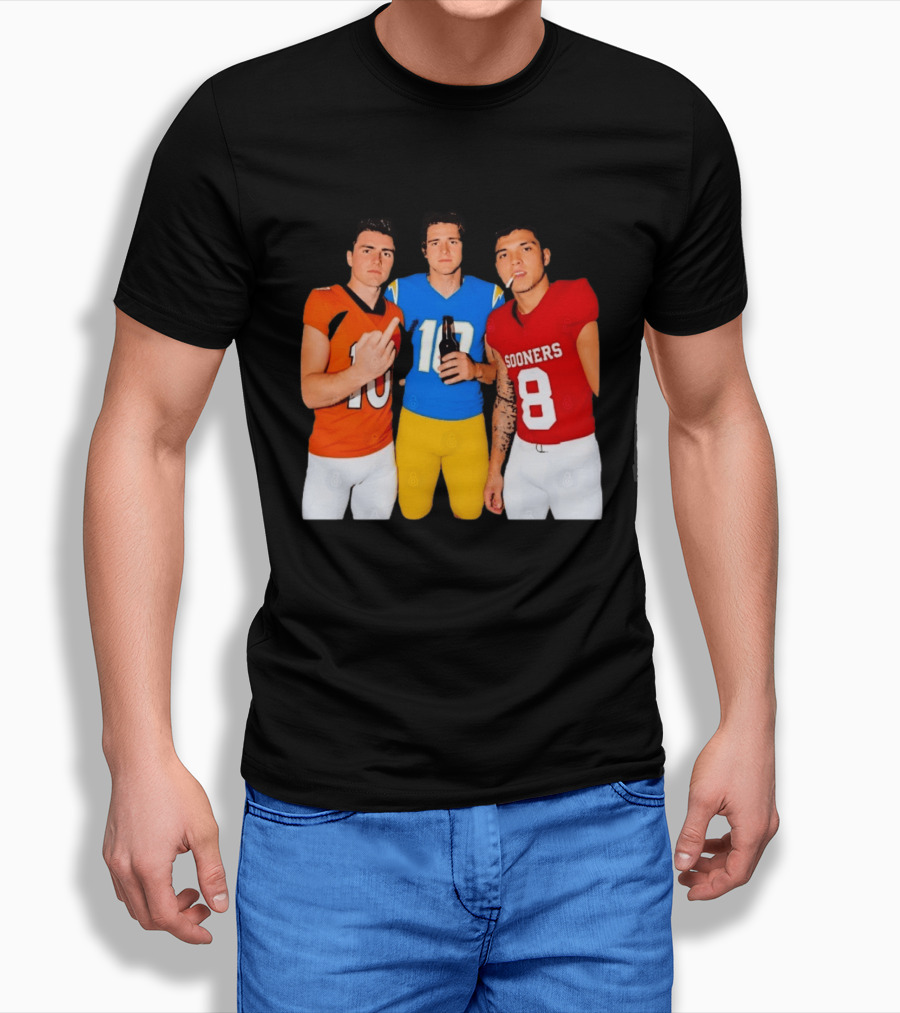 Bo Nix Justin Herbert Dillon Gabriel Football Players Gesture And Cigarette T-Shirt