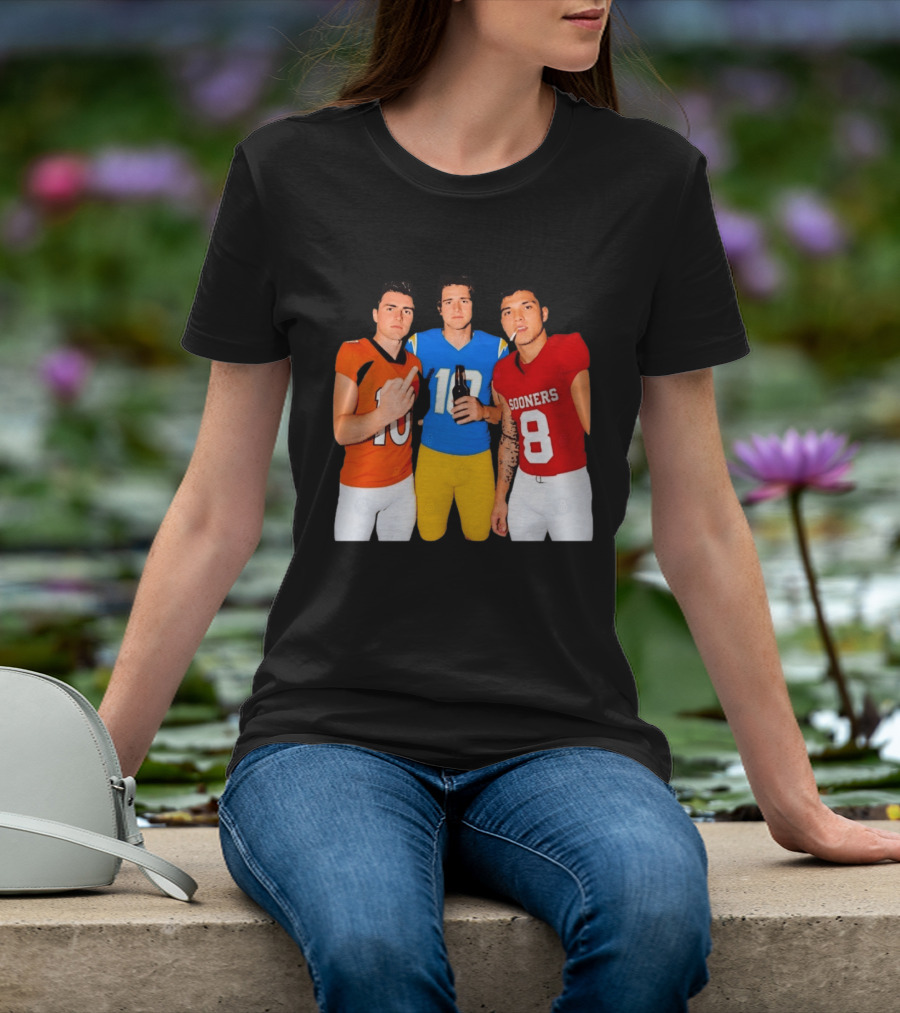 Bo Nix Justin Herbert Dillon Gabriel Football Players Gesture And Cigarette T-Shirt